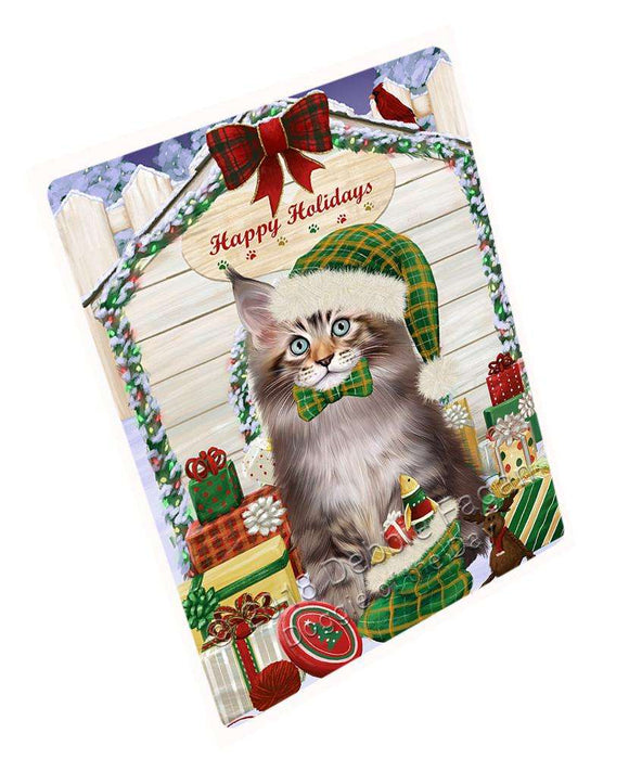 Happy Holidays Christmas Maine Coon Cat With Presents Large Refrigerator / Dishwasher Magnet RMAG76230