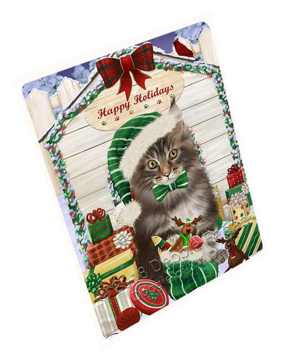 Happy Holidays Christmas Maine Coon Cat With Presents Large Refrigerator / Dishwasher Magnet RMAG76236