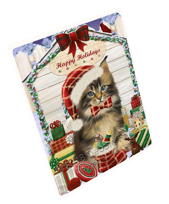 Happy Holidays Christmas Maine Coon Cat With Presents Large Refrigerator / Dishwasher Magnet RMAG76242