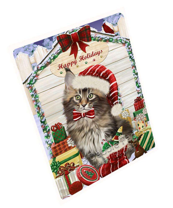 Happy Holidays Christmas Maine Coon Cat With Presents Large Refrigerator / Dishwasher Magnet RMAG76248