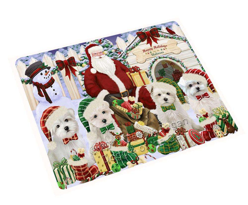 Happy Holidays Christmas Malteses Dog House Gathering Large Refrigerator / Dishwasher Magnet RMAG73008