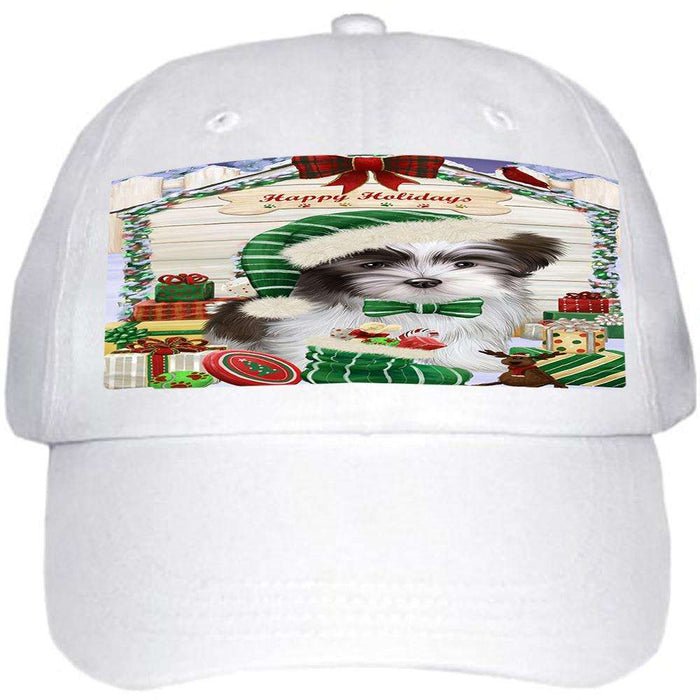 Happy Holidays Christmas Malti Tzu Dog House With Presents Ball Hat Cap HAT60204