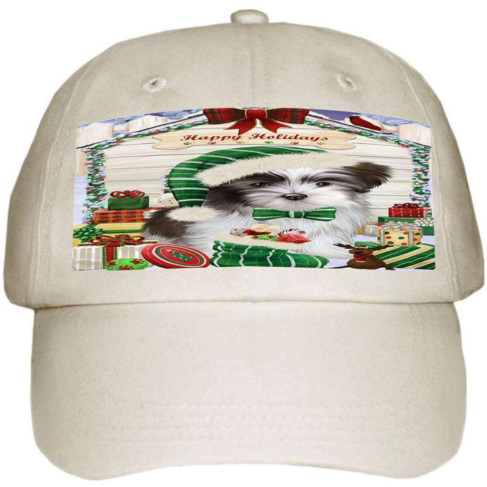 Happy Holidays Christmas Malti Tzu Dog House With Presents Ball Hat Cap HAT60204