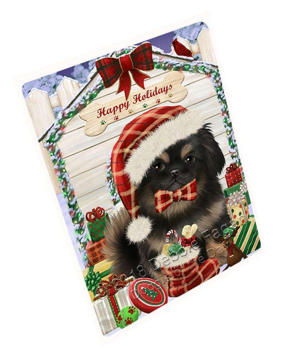 Happy Holidays Christmas Pekingese Dog House With Presents Cutting Board C60591