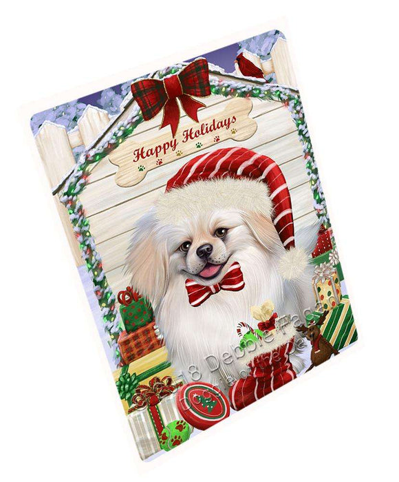 Happy Holidays Christmas Pekingese Dog House With Presents Cutting Board C60594