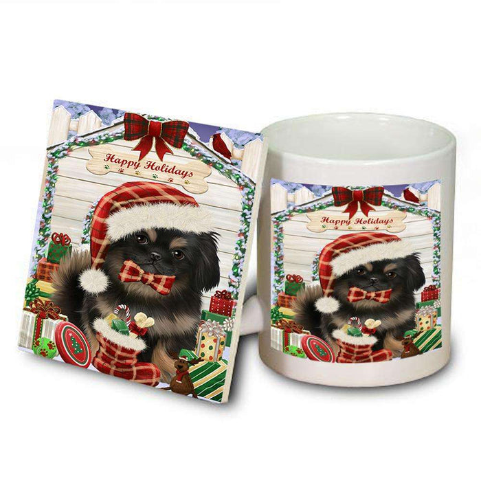 Happy Holidays Christmas Pekingese Dog House With Presents Mug and Coaster Set MUC52106