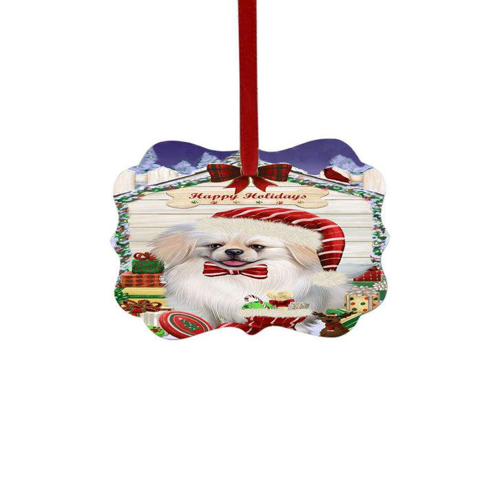 Happy Holidays Christmas Pekingese House With Presents Double-Sided Photo Benelux Christmas Ornament LOR49909