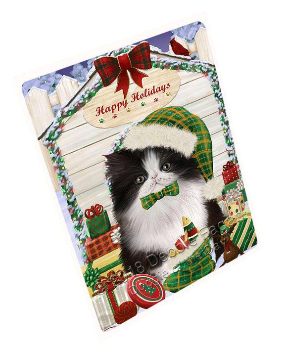 Happy Holidays Christmas Persian Cat House With Presents Cutting Board C58677