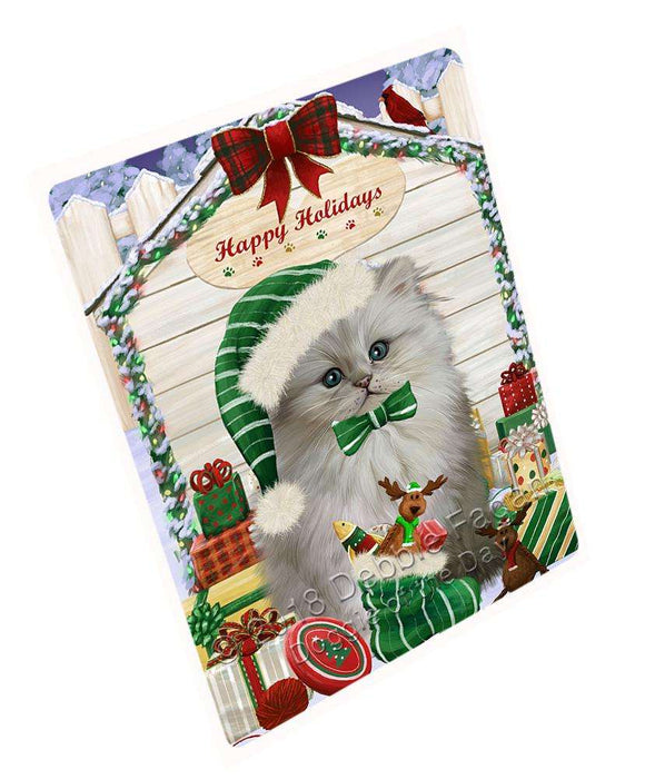 Happy Holidays Christmas Persian Cat House With Presents Cutting Board C58680