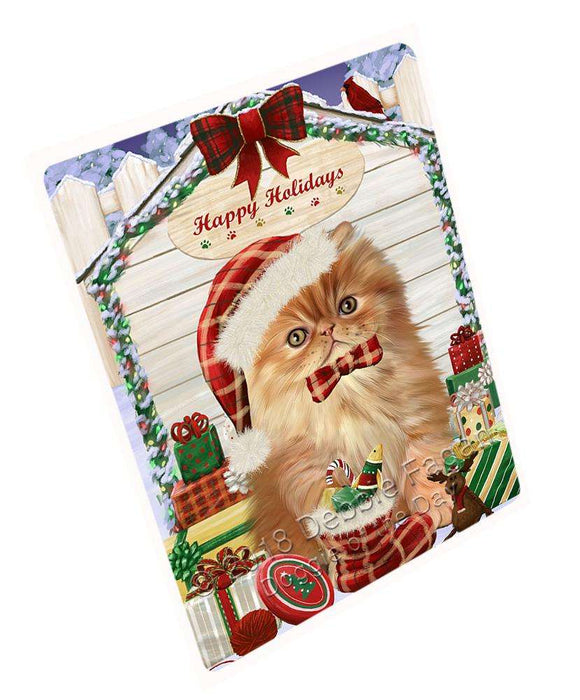 Happy Holidays Christmas Persian Cat House With Presents Cutting Board C58683