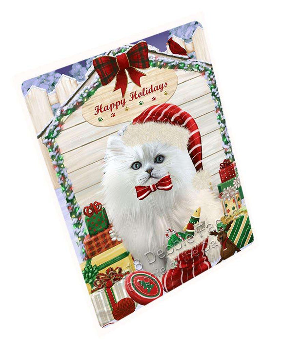 Happy Holidays Christmas Persian Cat House With Presents Cutting Board C58686