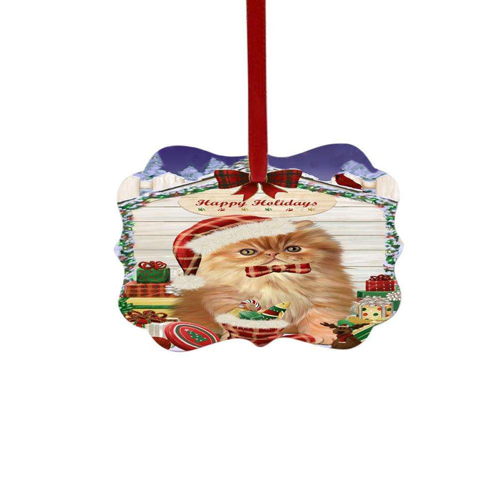 Happy Holidays Christmas Persian Cat House With Presents Double-Sided Photo Benelux Christmas Ornament LOR49912
