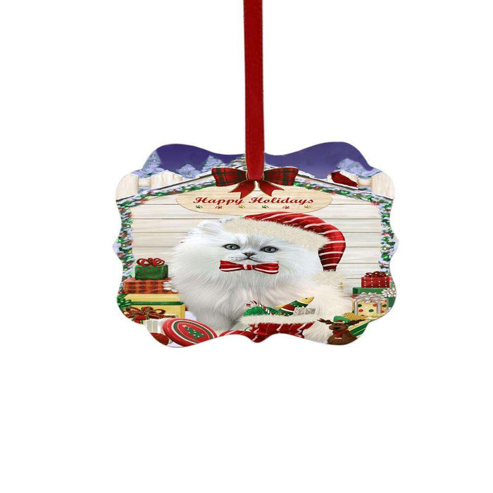 Happy Holidays Christmas Persian Cat House With Presents Double-Sided Photo Benelux Christmas Ornament LOR49913