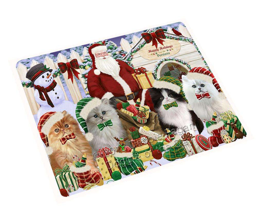 Happy Holidays Christmas Persian Cats House Gathering Cutting Board C58626