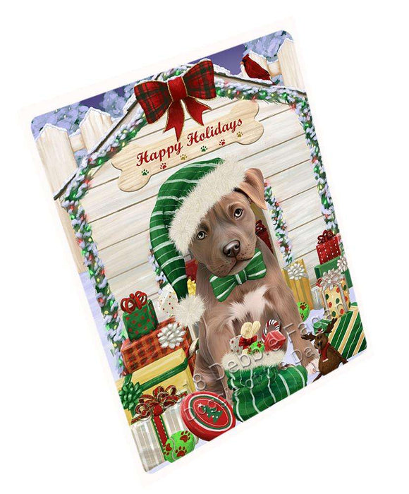 Happy Holidays Christmas Pit Bull Dog House With Presents Cutting Board C60600