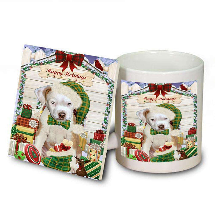 Happy Holidays Christmas Pit Bull Dog House With Presents Mug and Coaster Set MUC52108