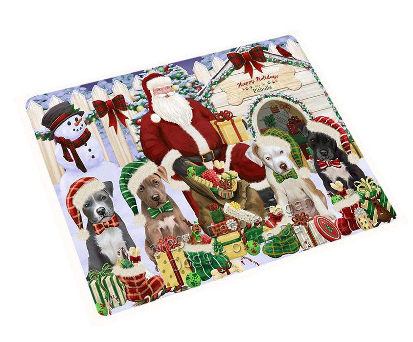 Happy Holidays Christmas Pit bulls Dog House Gathering Cutting Board C60516