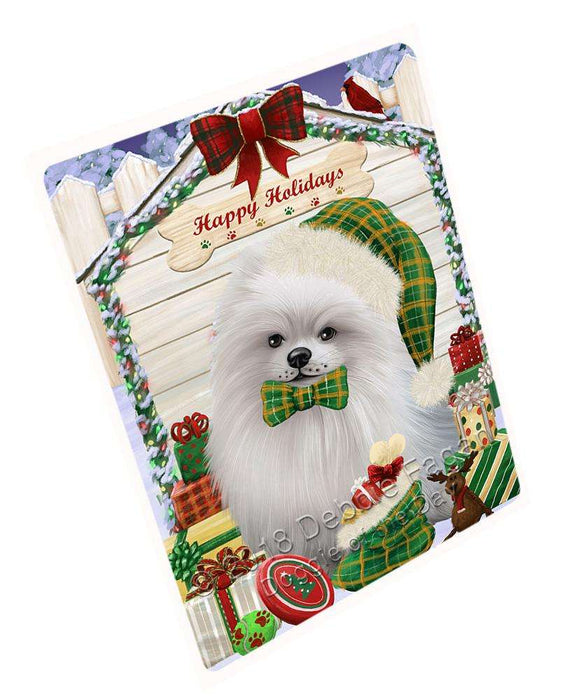 Happy Holidays Christmas Pomeranian Dog House With Presents Large Refrigerator / Dishwasher Magnet RMAG73218