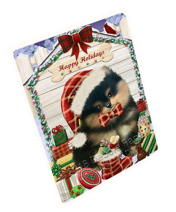 Happy Holidays Christmas Pomeranian Dog House With Presents Large Refrigerator / Dishwasher Magnet RMAG73230