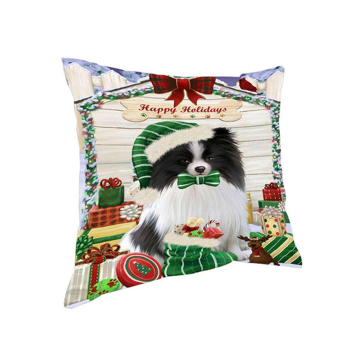Happy Holidays Christmas Pomeranian Dog House With Presents Pillow PIL64848