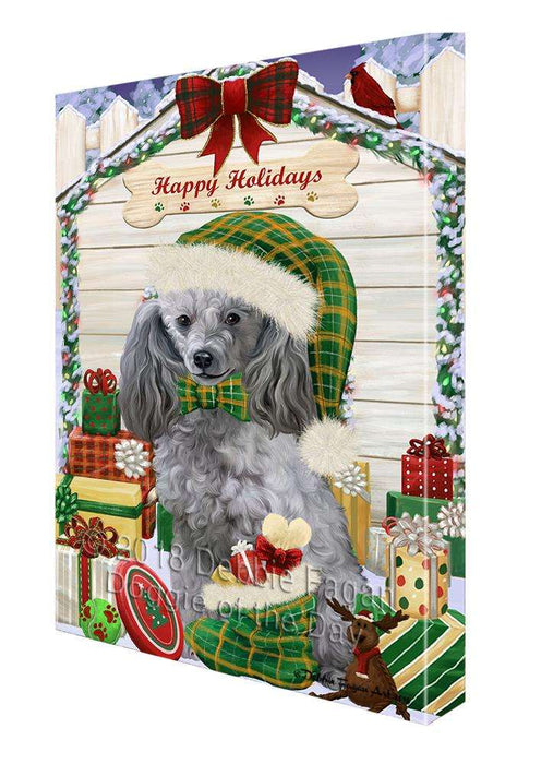 Happy Holidays Christmas Poodle Dog House With Presents Canvas Print Wall Art Décor CVS86381