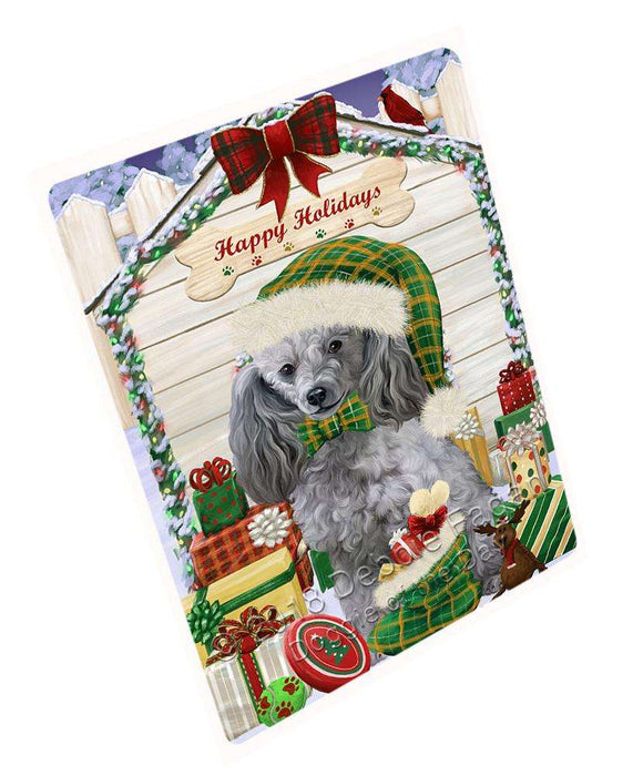 Happy Holidays Christmas Poodle Dog House With Presents Large Refrigerator / Dishwasher Magnet RMAG73242