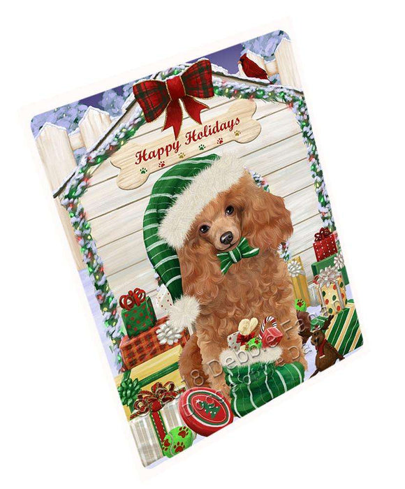 Happy Holidays Christmas Poodle Dog House With Presents Large Refrigerator / Dishwasher Magnet RMAG73248