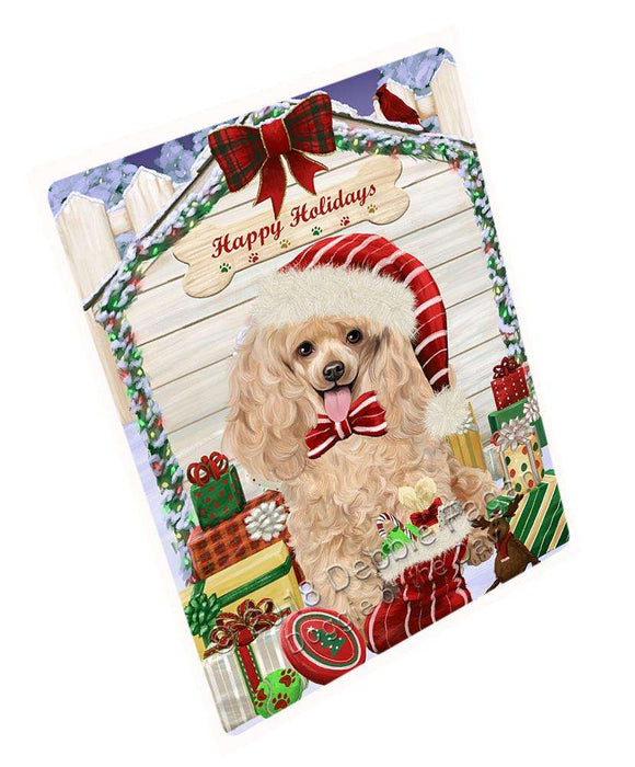 Happy Holidays Christmas Poodle Dog House With Presents Large Refrigerator / Dishwasher Magnet RMAG73260