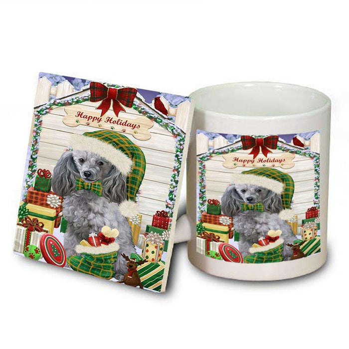Happy Holidays Christmas Poodle Dog House With Presents Mug and Coaster Set MUC52116