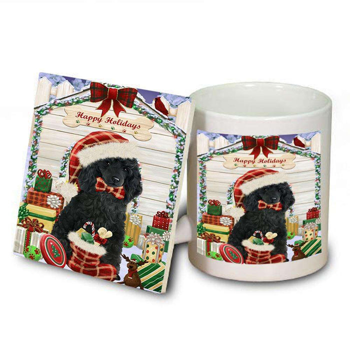 Happy Holidays Christmas Poodle Dog House With Presents Mug and Coaster Set MUC52118