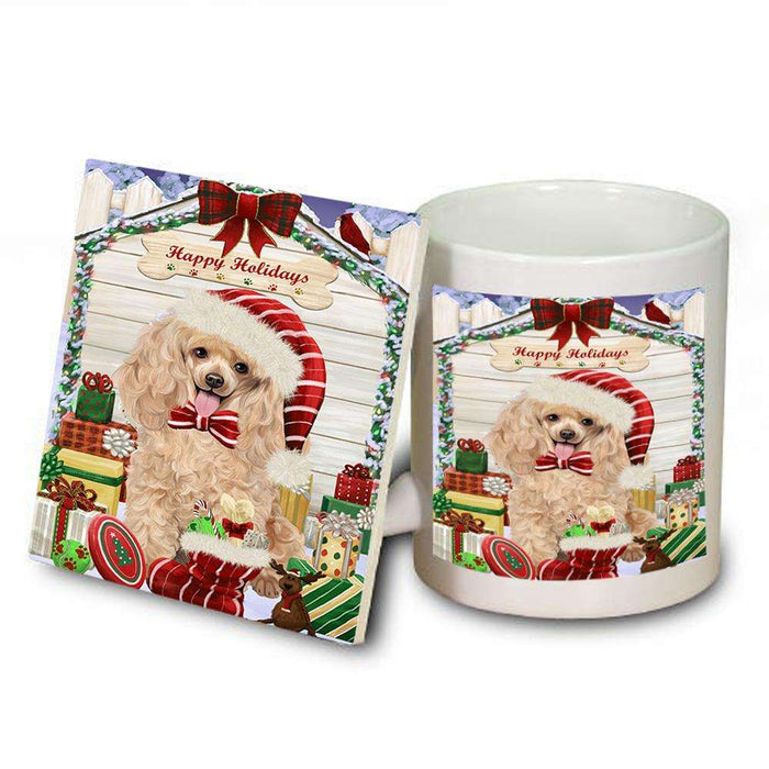 Happy Holidays Christmas Poodle Dog House With Presents Mug and Coaster Set MUC52119