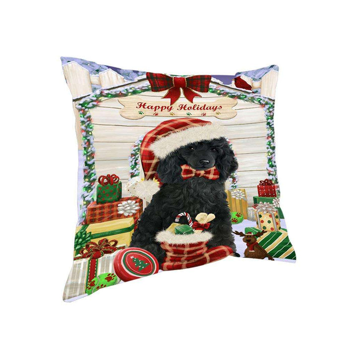 Happy Holidays Christmas Poodle Dog House With Presents Pillow PIL64868
