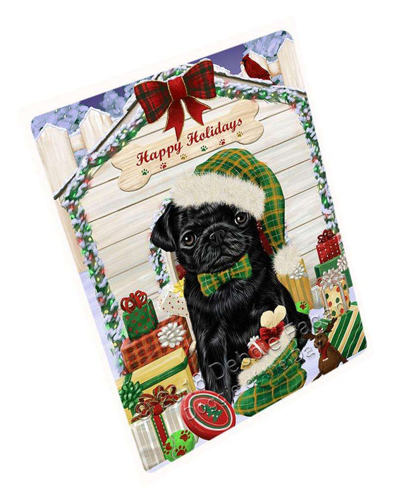 Happy Holidays Christmas Pug Dog House With Presents Large Refrigerator / Dishwasher Magnet RMAG69378