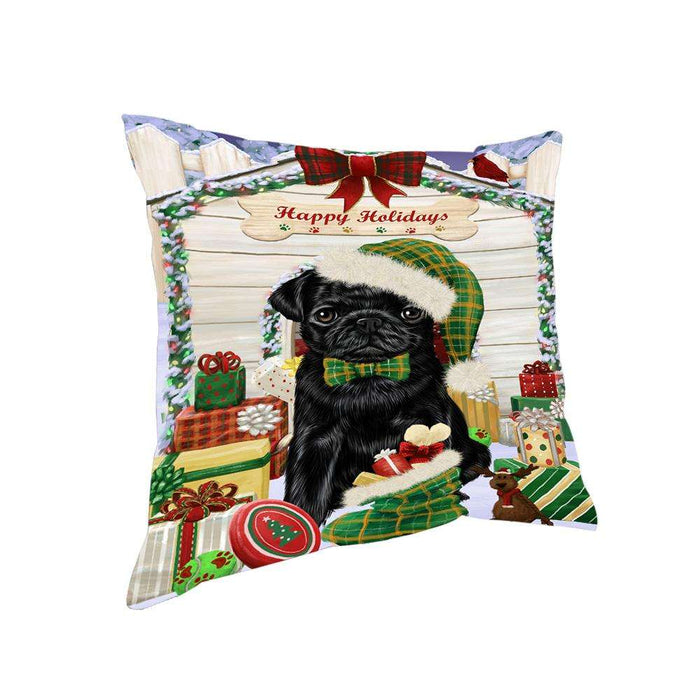 Happy Holidays Christmas Pug Dog House With Presents Pillow PIL62284