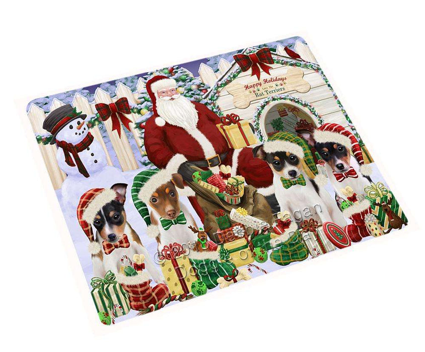 Happy Holidays Christmas Rat Terriers Dog House Gathering Cutting Board C60525