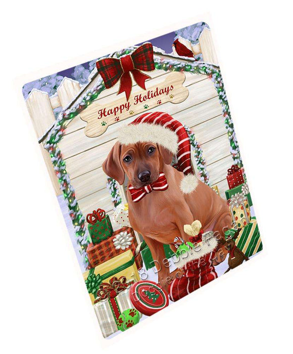 Happy Holidays Christmas Rhodesian Ridgeback Dog House With Presents Cutting Board C60654
