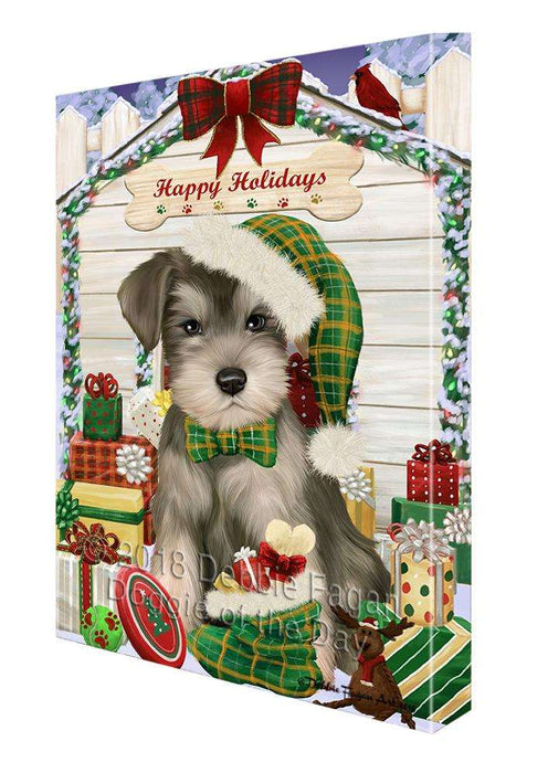Happy Holidays Christmas Saint Bernard Dog House with Presents Canvas Print Wall Art Décor CVS80621