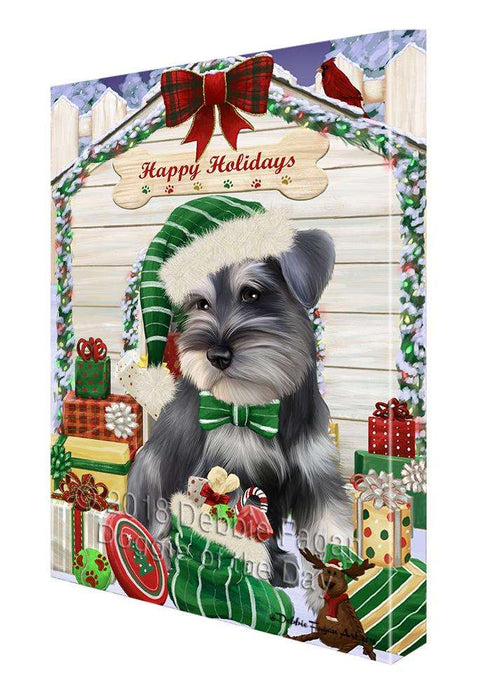 Happy Holidays Christmas Saint Bernard Dog House with Presents Canvas Print Wall Art Décor CVS80630
