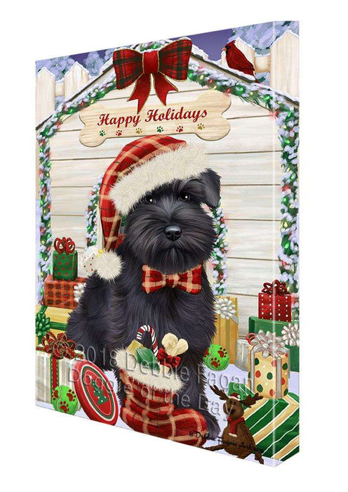 Happy Holidays Christmas Saint Bernard Dog House with Presents Canvas Print Wall Art Décor CVS80639