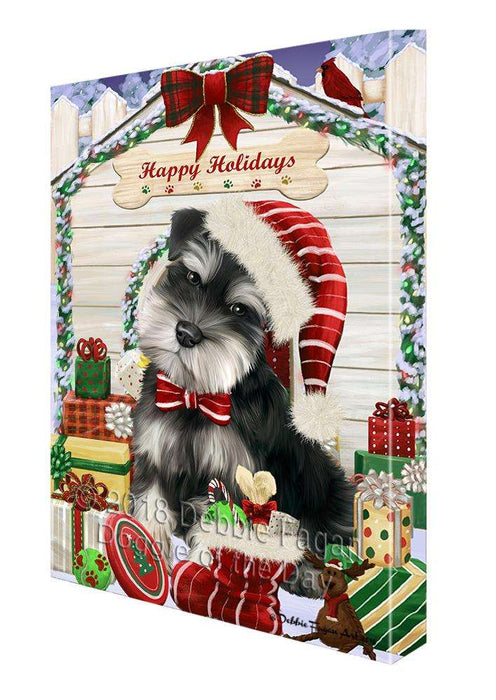 Happy Holidays Christmas Saint Bernard Dog House with Presents Canvas Print Wall Art Décor CVS80648