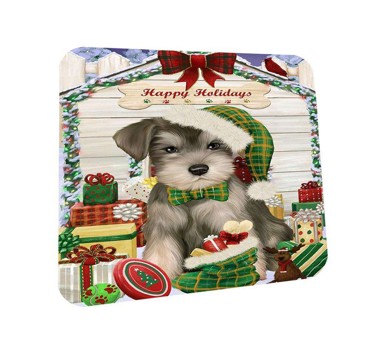 Happy Holidays Christmas Saint Bernard Dog House With Presents Coasters Set of 4 CST51443