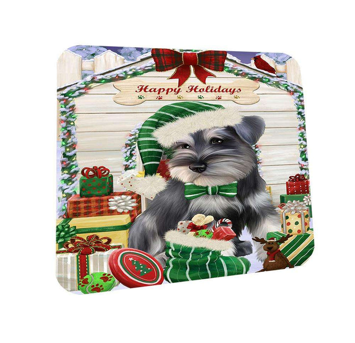 Happy Holidays Christmas Saint Bernard Dog House With Presents Coasters Set of 4 CST51444