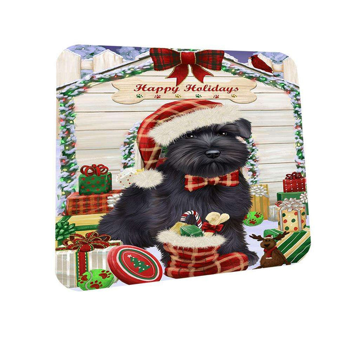 Happy Holidays Christmas Saint Bernard Dog House With Presents Coasters Set of 4 CST51445