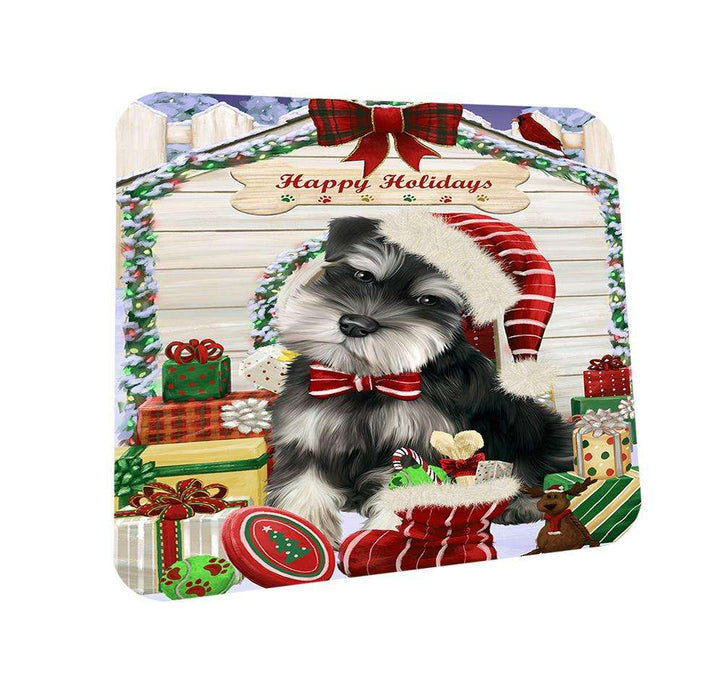 Happy Holidays Christmas Saint Bernard Dog House With Presents Coasters Set of 4 CST51446
