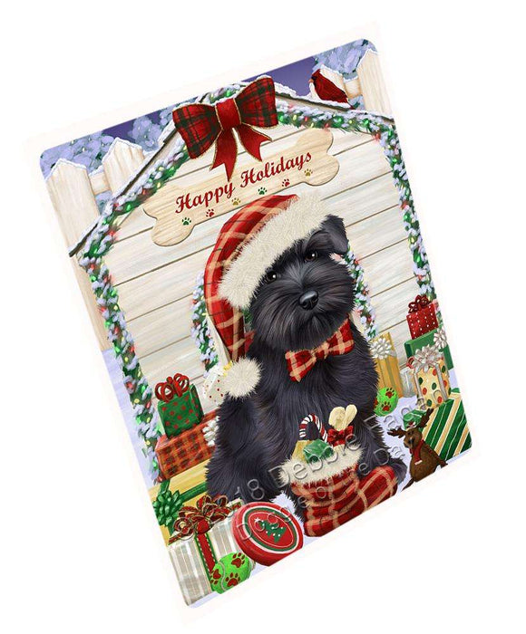 Happy Holidays Christmas Saint Bernard Dog House with Presents Cutting Board C58707