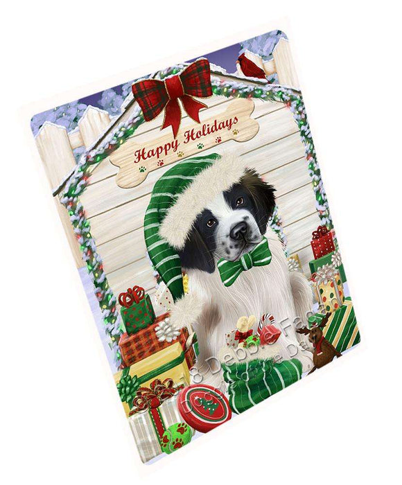 Happy Holidays Christmas Saint Bernard Dog House With Presents Magnet Mini (3.5" x 2") MAG58716