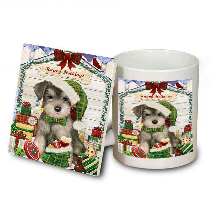 Happy Holidays Christmas Saint Bernard Dog House With Presents Mug and Coaster Set MUC51476