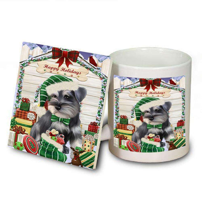 Happy Holidays Christmas Saint Bernard Dog House With Presents Mug and Coaster Set MUC51477