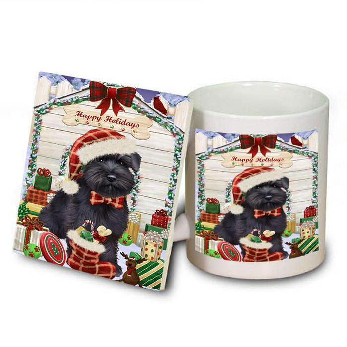 Happy Holidays Christmas Saint Bernard Dog House With Presents Mug and Coaster Set MUC51478