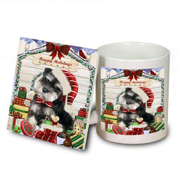 Happy Holidays Christmas Saint Bernard Dog House With Presents Mug and Coaster Set MUC51479